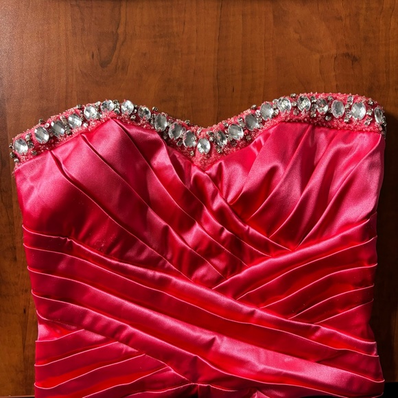 Vintage Size 2 Pink Padded Strapless Bodycon Mini Prom Dress - Picture 3 of 13